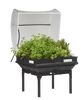 Vegepod Kombi Paket  | Mittelgroßer Containergarten Gemüsebeet Schwarz mit Abdeckung & Standgestell 1m x 1m
